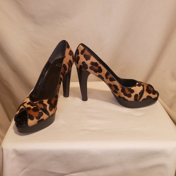 Stuart Weitzman Platform Leopard Print Horse Hair Heels, Ladies size 9 M - Picture 8 of 10